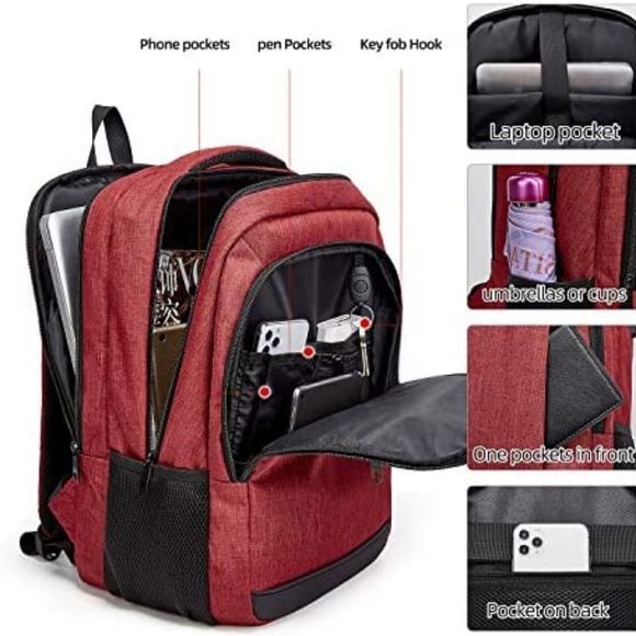 New Multi Use Water Resistant USB Charging Port Backpack w Bonus Sports Bottle - Picture 4 of 8